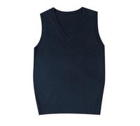 Preppy Style V Neck Knitted Sweater Vest for Teen Girls Casual Pullover Top Button Sweater Vest for Boys Blue