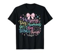 Preppy Teachers Kids Helping Tiny Humans Do Big Things Value Graphic T-Shirt, Men, Black, L