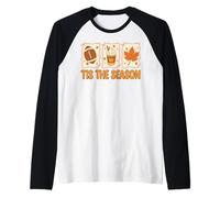 Preppy Tis The Season Fall Football Coffee Coquette Pumpkin Raglan Baseball Tee