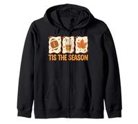 Preppy Tis The Season Fall Football Coffee Coquette Pumpkin Zip Hoodie