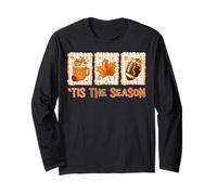 Preppy Tis The Season Fall Football Coquette Pumpkin Bow Long Sleeve T-Shirt