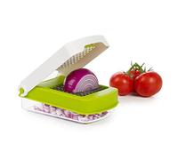 PrepWorks Compact Veggie Chopper - Space-Saving Manual Vegetable Cutter, Easy-to-Use, Stainless Steel Blades, BPA-Free