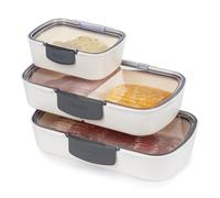 Prepworks Deli ProKeeper 3-Piece Set: Mini (0.66 QT), Split (1.45 QT), and Standard (1.45 QT) Airtight Containers with Silicone Seals, Clear Lids, Date Windows & Grooved Bottoms to Keep Food Fresh