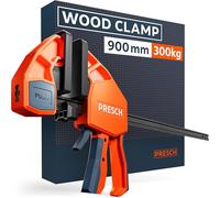 Presch Clamp 900mm - Wood Clamp with 300 kg Clamping Force for immediate Fixing - Highly Stable Thanks to Carbon Steel & Glass Fibre Reinforced housing - Quick Release clamp with Spreading Function