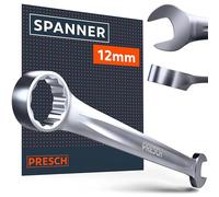 PRESCH Combination Spanner 12mm - Precision-machined & exceptionally Robust Spanner - 15° Angled for Tight-Space Work - Professional Metric Combination Wrench