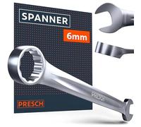 PRESCH Combination Spanner 6mm - Precision-machined & exceptionally Robust Spanner - 15° Angled for Tight-Space Work - Professional Metric Combination Wrench