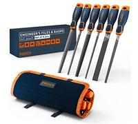 Presch File Set Metal and Wood 6 pcs. with Bag - Professional File Set incl. Half-Round rasp, Flat Stump File, Half-Round File, Round File, Triangular File and Square File