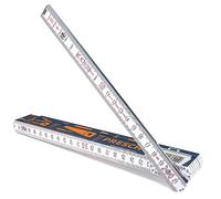 Presch Folding rule 2m with angle scale | Wood | Blue | Foldable | Large & highly legible numbers | Precise snapping | Meter stick, carpenters rule, folding ruler 2m, joiners rule with tool pattern