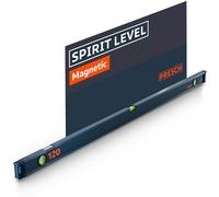 Presch Magnetic Spirit Level 120cm - Shatterproof Vial with Gradient Markings - Vertical Viewing Window - Innovative Anti-Slip end caps - Precision Measuring Surface