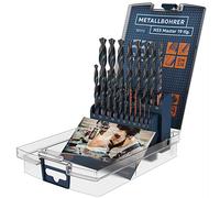 Presch Metal Drill Bit Set HSS Master 19 pcs - HSS Steel Drill Bit Set for Steel, Al, Cu and Brass - Self Centering High Speed Metal Drill Bit Set - Metal Drill Bits Ø 1-10mm