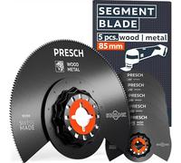 Presch Multitool Blades for Wood & Metal 85 mm 5 pcs. - Starlock multi tool blades for tool-free replacement - Highest precision thanks to BI-metal teeth - Perfectly fitting multitool accessories