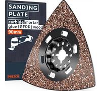 Presch Multitool Sanding Plate 90 mm - High removal rate on mortar and tile adhesive - Extra robust with 20-grit carbide coating - Delta shape for precision sanding into corners