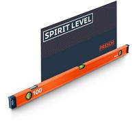 Presch Spirit Level 100cm - Shatterproof Vial with 2% Gradient - Vertical Viewing Window - Innovative Anti-Slip end caps - Precision Measuring Surface