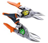 Presch Tin Snips Set Straight and Right Cut - Heavy Duty Aviation Snips - Drywall Construction Tool Set for Cutting Metal with Lever Transmission - Tin Cutter Kit