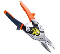 Presch Tin Snips Straight Cut - Heavy Duty Aviation Snips - Drywall Construction Tool for CW and UW Mouldings, Metal Cutting, etc. - Tin Cutter with Lever Transmission