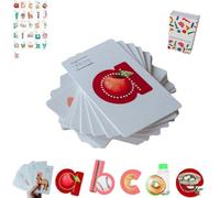 Preschool Alphabet Tool - 26 Pcs ABC Learning Cards with Pictograph Mnemonic - Learn Letter Sounds Up to 2X Faster - Embedded Pictograph Mnemonic Alphabet Flash Cards (1 Pcs, A)