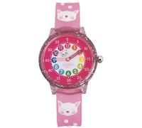 Preschool Collection Time Teacher Color Watch - Unicorn, Butterflies and Kitty - Analog First Watch - Easy to Read Dial - Hypoallergenic 3D Band for Kids, Kids and Girls, Pink Kitty, Modern
