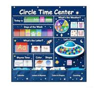 Preschool Educational Tool with 221 Activity Cards(Space) | 221 cards included, covers time weather shapes colors, interactive preschool learning, for durable design