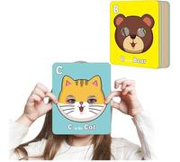 Preschool Flash Cards Set, 26 PCS Alphabet ABC Animal Masks Flash Cards, Learning Cognitive Toys, Learn Letters, Spelling, Animals, for Baby Toddler Kid