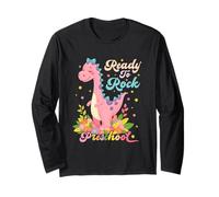 Preschool Girl Dinosaur Dino Back to School Cartoon Pink Long Sleeve T-Shirt