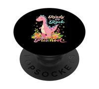 Preschool Girl Dinosaur Dino Back To School Cartoon Pink PopSockets Adhesive PopGrip
