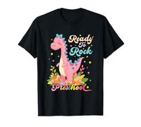 Preschool Girl Dinosaur Dino Back To School Cartoon Pink T-Shirt