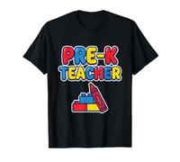 Preschool Kindergarten Teacher Bubble Letters Red Crayon T-Shirt