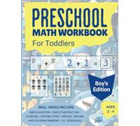 Preschool Math Workbook for Age 2-4 Toddlers - Boy's Edition