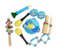 Preschool Music Learning Pack 10 Piece Hand Percussion Assortment, Sound Shake Tap Scrape Instruments, Small-Grip Format, Shared Lesson Participation Family Music Play Coordination Practice Early