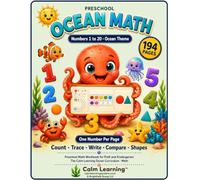 Preschool Ocean Math Workbook Numbers 1 to 20: Ocean Theme Math Workbook for PreK and Kindergarten, Count Trace Write Compare Numbers and Shapes with Ten Frames, Ages 3 to 5