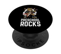 Preschool rocks Rockstar Bear Animal Music funny PopSockets Adhesive PopGrip