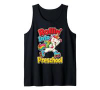 Preschool Rollin' Into It Unicorn Roller Skates First Day Tank Top