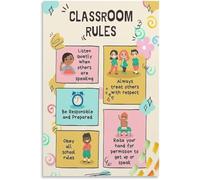 Preschool Rules Poster Good Habits Polite Class Wall Art for Classroom Kindergarten Kids Room(Framed,16x24inch(40x60cm))