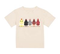 Preschool T Shirt Cute Chicken Cotton Boys and Girls Clothes Round Neck Children's T Shirt Funny Casual Children's Short Sleeve T Shirt Crop Tops for Kids 9-10 Girls (Beige, 9-10Years)