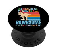 Preschool Teachers are Awesome Teacher Dinosaur Gift PopSockets Adhesive PopGrip