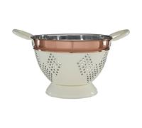 Prescott Cream Copper Medium Drainer Strainer Fruits Pasta Round Bowl Colander