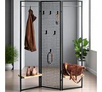 prescott metal coat stand in reggio oak and black