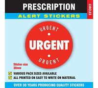 Prescription Alert Stickers - 38mm, 1000 Pack, Urgent Red Self Adhesive Sticky Labels Stickers Peel Off Round Label Sticker Safety Signs Sticker Pack Sticky Back Paper Labels Prescription Warning