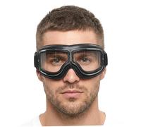 Prescription Goggles, Vintage Motorcycle Goggles, Over Glasses For Men - Adjustable Strap With Leather Trim, Clear Lens Riding Glasses, Black Riding, Prescription, Vintage Motor