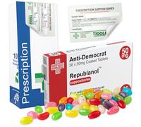 Prescription Jelly Beans Novelty Gift Box, 36g | Vegetarian, Vegan Friendly Sweets with Prescription-Style Packaging, Bag & Sticker - Fun Joke Present (Anti-Democrat)