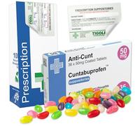 Prescription Jelly Beans Novelty Gift Box, 60g | Vegetarian, Vegan Friendly Sweets with Prescription-Style Packaging, Bag & Sticker - Fun Joke Present (Anti-Cunt)