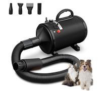 PRESENCIEL Dog Hair Dryer, 2800W Professional Pet Grooming Hair Dryer, Low Noise Adjustable Temperature With 4 Different Nozzles, for Pets Cats Dogs Motorcycle Car (Black)