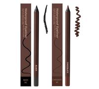 Presencte Eyeliner, 24 Hr Waterproof Eyeliner Duo Sharpenable Eye Pencil, 2 in 1 Eye Liner, No Smudging, Fading, Smooth and Easy to Color (Black+Chocolate)