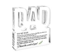 Present For Dad, To My Dad Acrylic Sign, Clear Acrylic For Dad, Birthday Present For Dad From Children, Appreciation Dad Desktop Sign Decoration For Bookshelf, Living Room