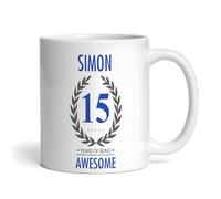 Present For Teenage Boy 15th Birthday Gift 15 Awesome Blue Personalised Mug |Personalised Birthday Mug | Gift For Teenager | Teenage Boy Gift | Personalised Mug 15th Birthday 15 Years Old Custom Gift