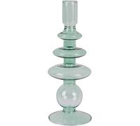 Present Time Candle Holder Glass Art Rings Large Green