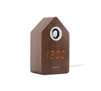 Present Time Karlsson Alarm Clock Cuckoo LED - Black Wood Veneer