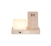 PRESENT TIME Karlsson Alarm Clock Retro W. Night LED - Light Wood Veneer in Light Oak Present Time Light Oak