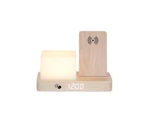 PRESENT TIME Karlsson Alarm Clock Retro W. Night LED - Light Wood Veneer in Light Oak Present Time Light Oak