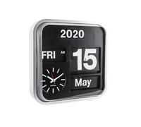 Present Time Karlsson Calender Clock Big Flip Silver 43 x 43 cm, KA4202